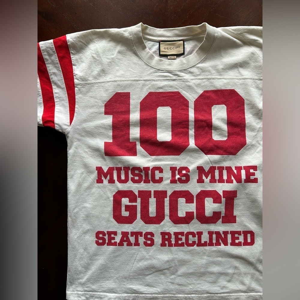 Gucci White Tee with Red Number Design UNISEX
100 music is mine - Picture 2 of 10
